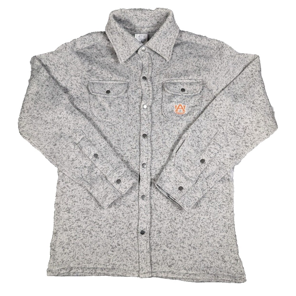 Rivalry Threads Auburn Tigers Mens Marled Grey Fleece Snap Front Shirt‎ Jacket S